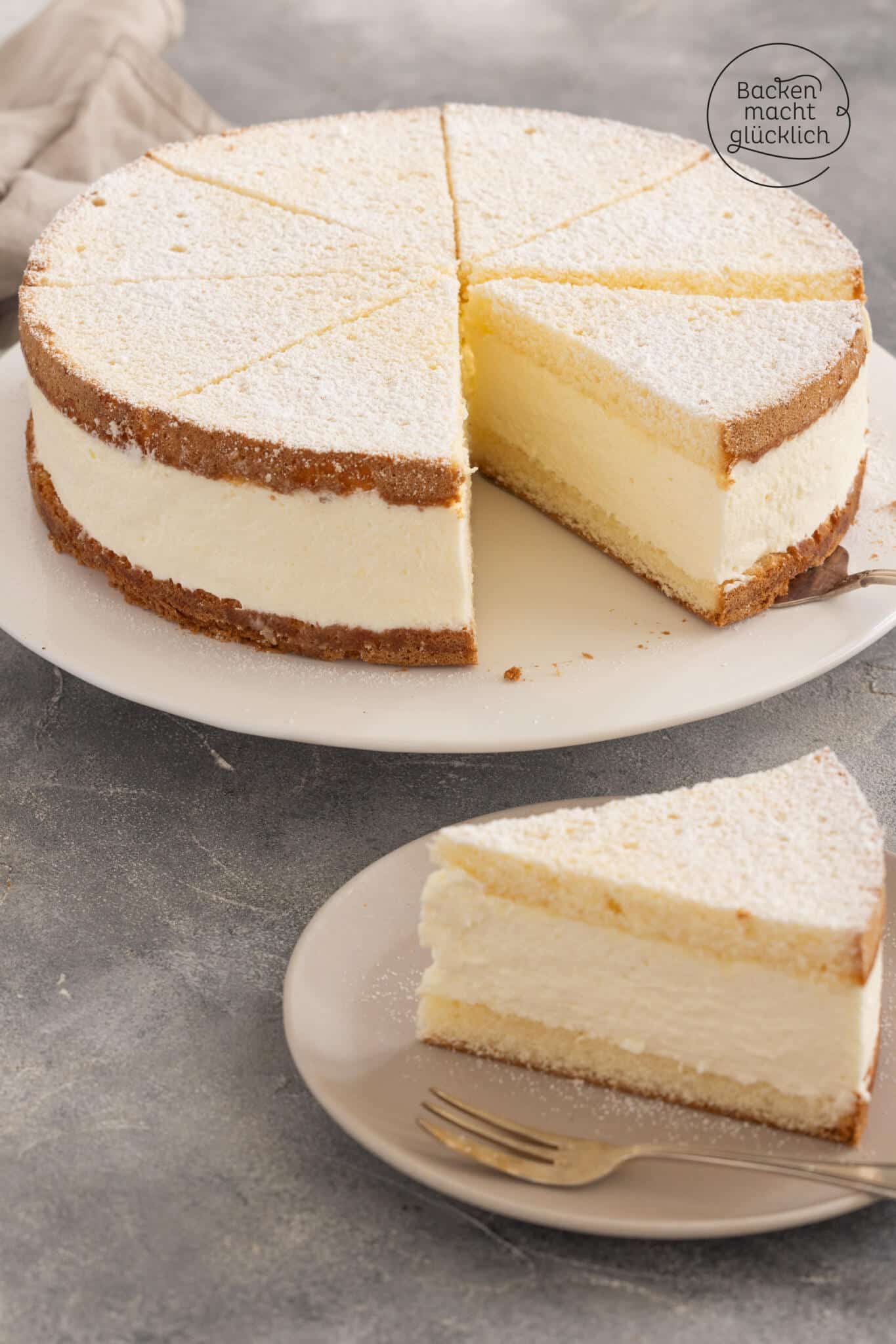 selbstgemachte Käse-Sahne-Torte