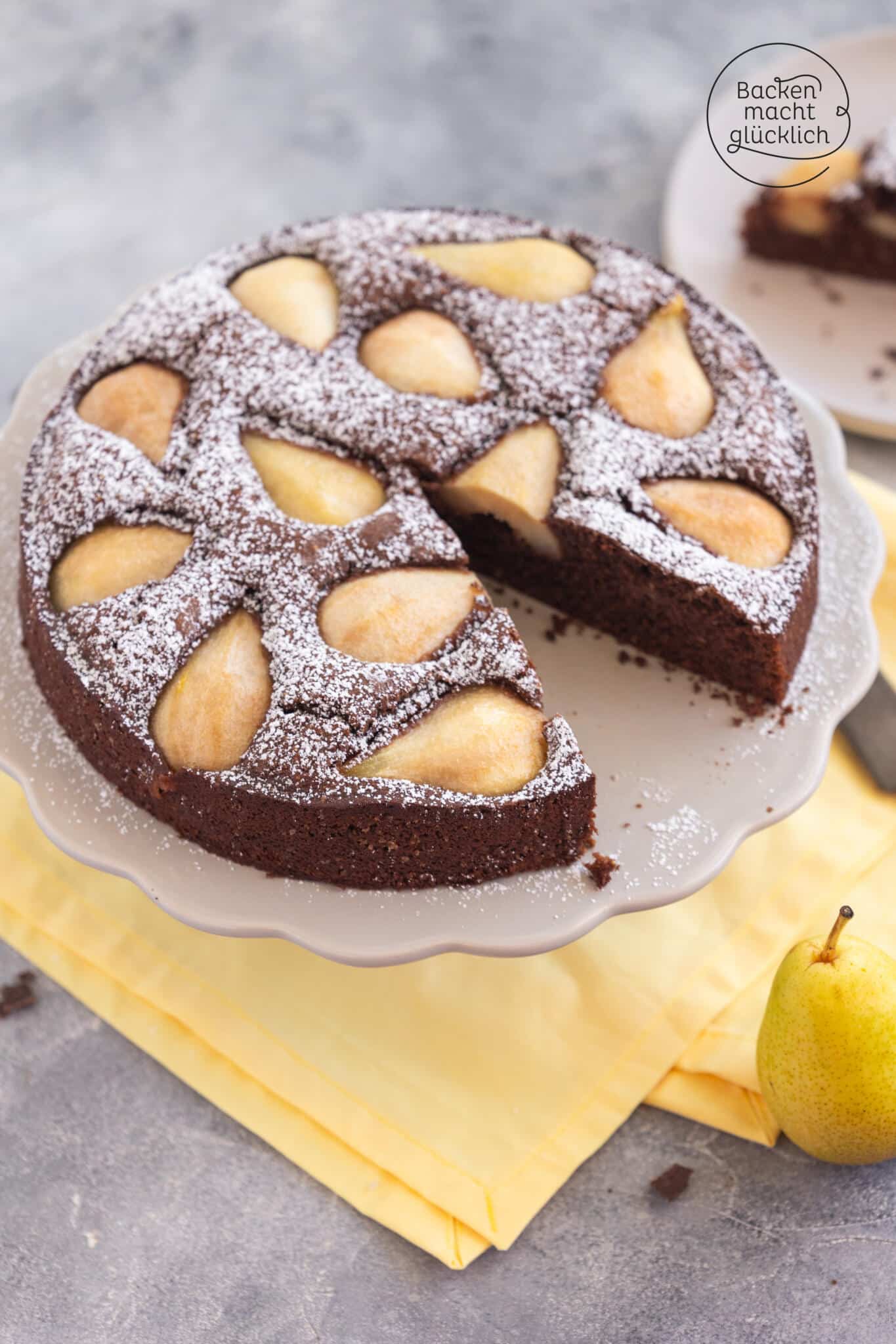 versunkener Birnen-Schokokuchen