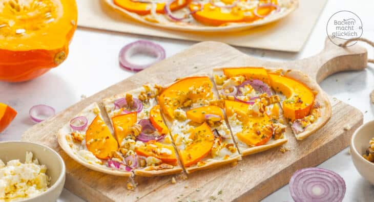 Flammkuchen mit Kürbis ohne Hefe