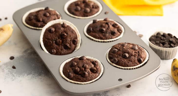 vegane Schoko-Bananen-Muffins ohne Zucker