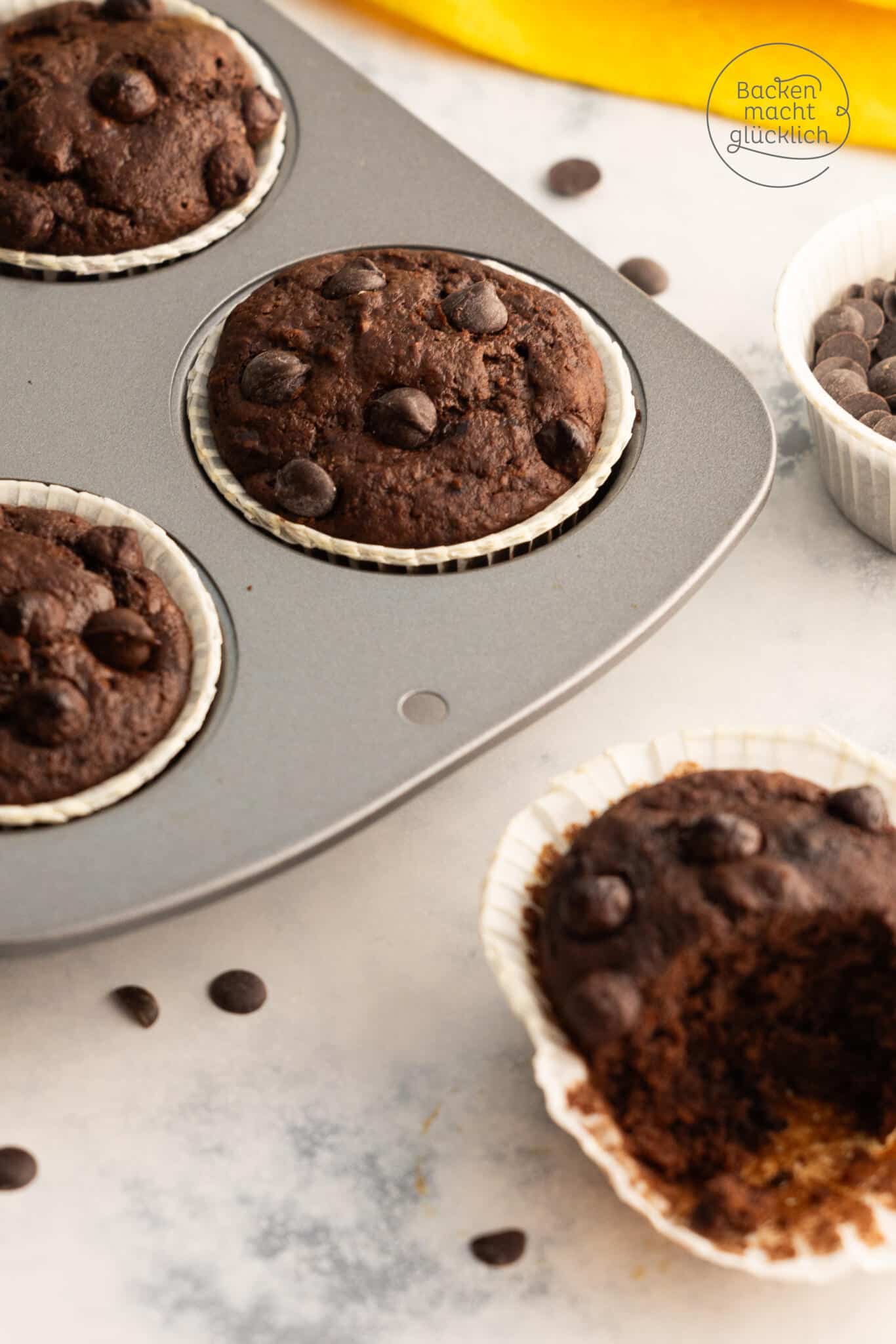 Schoko-Bananen-Muffins vegan fettarm zuckerfrei