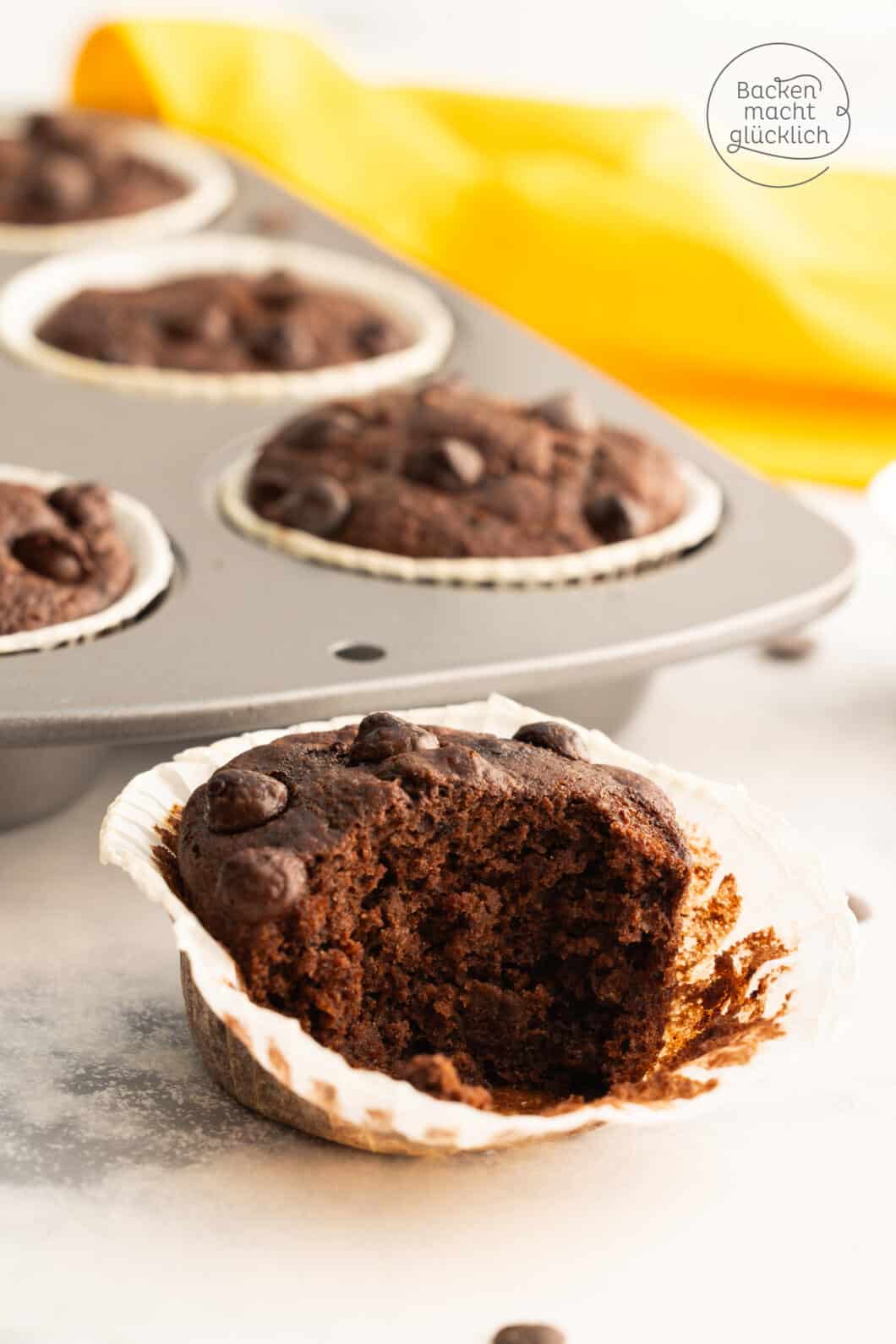 Kalorienarme Schokomuffins ohne Zucker| Backen macht glücklich