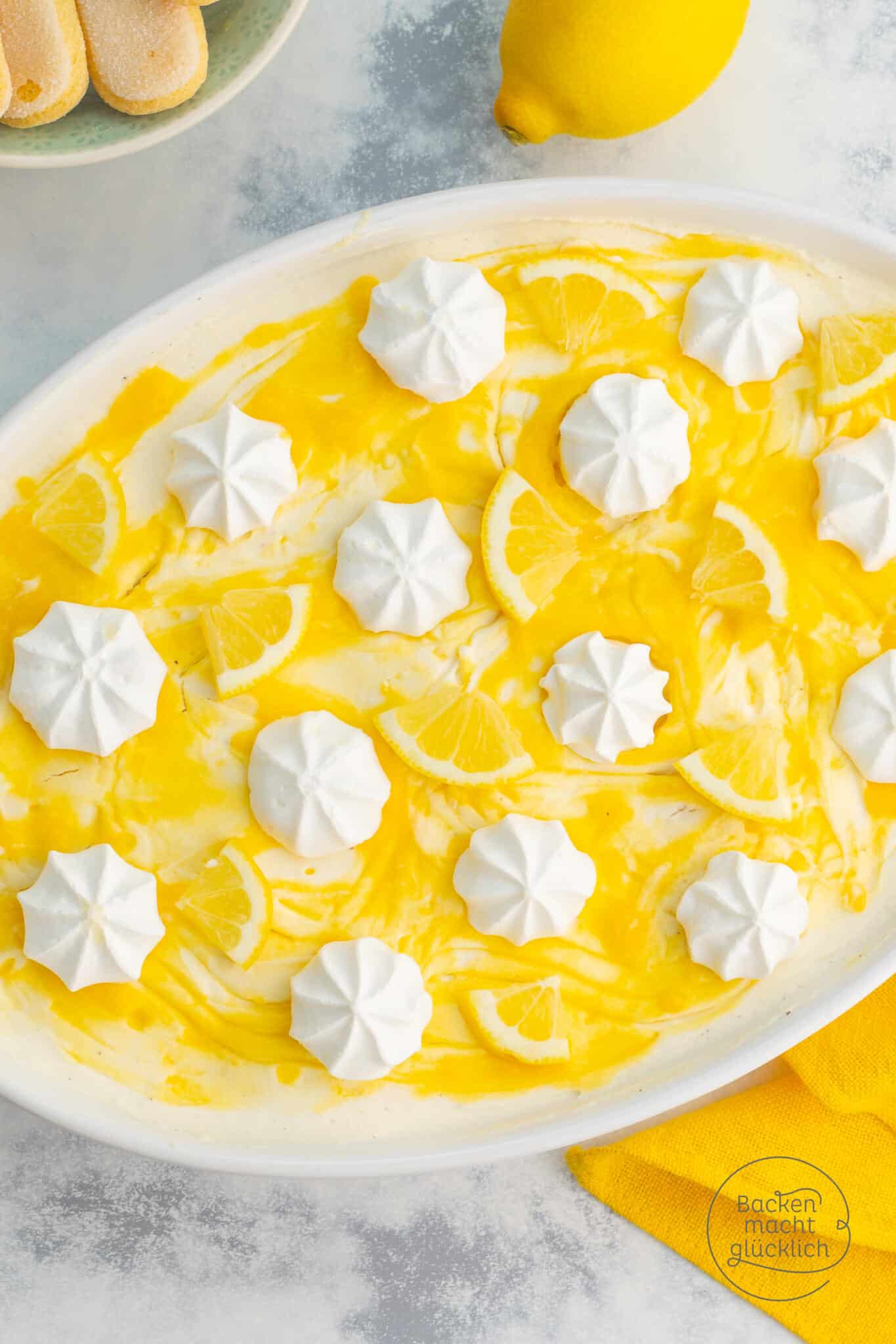 Zitronen Tiramisu ohne Ei