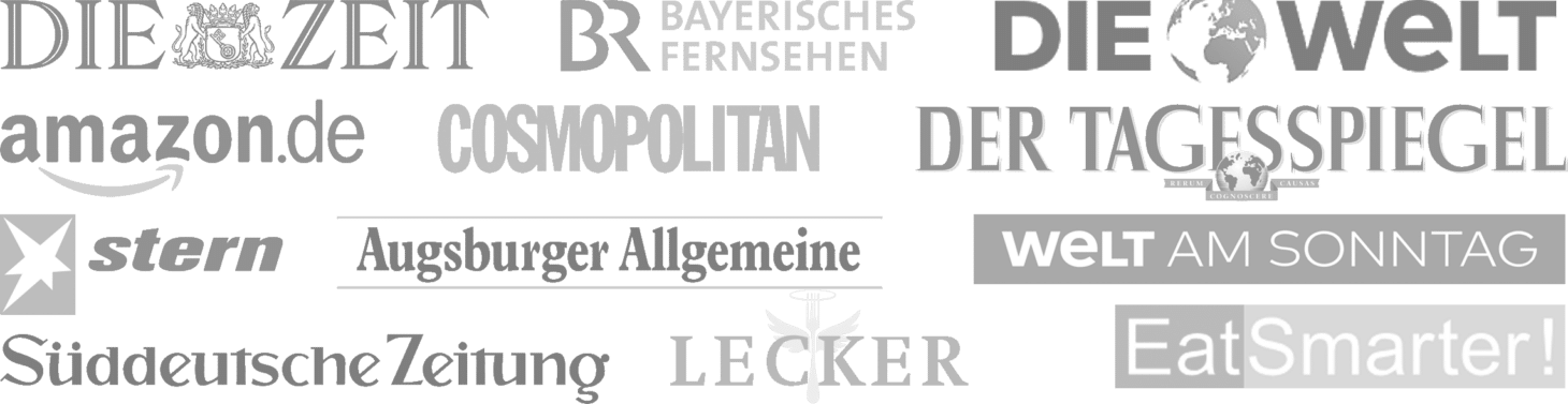 Auswahl an Medien, mit denen backenmachtgluecklich.de zusammengearbeitet hat.