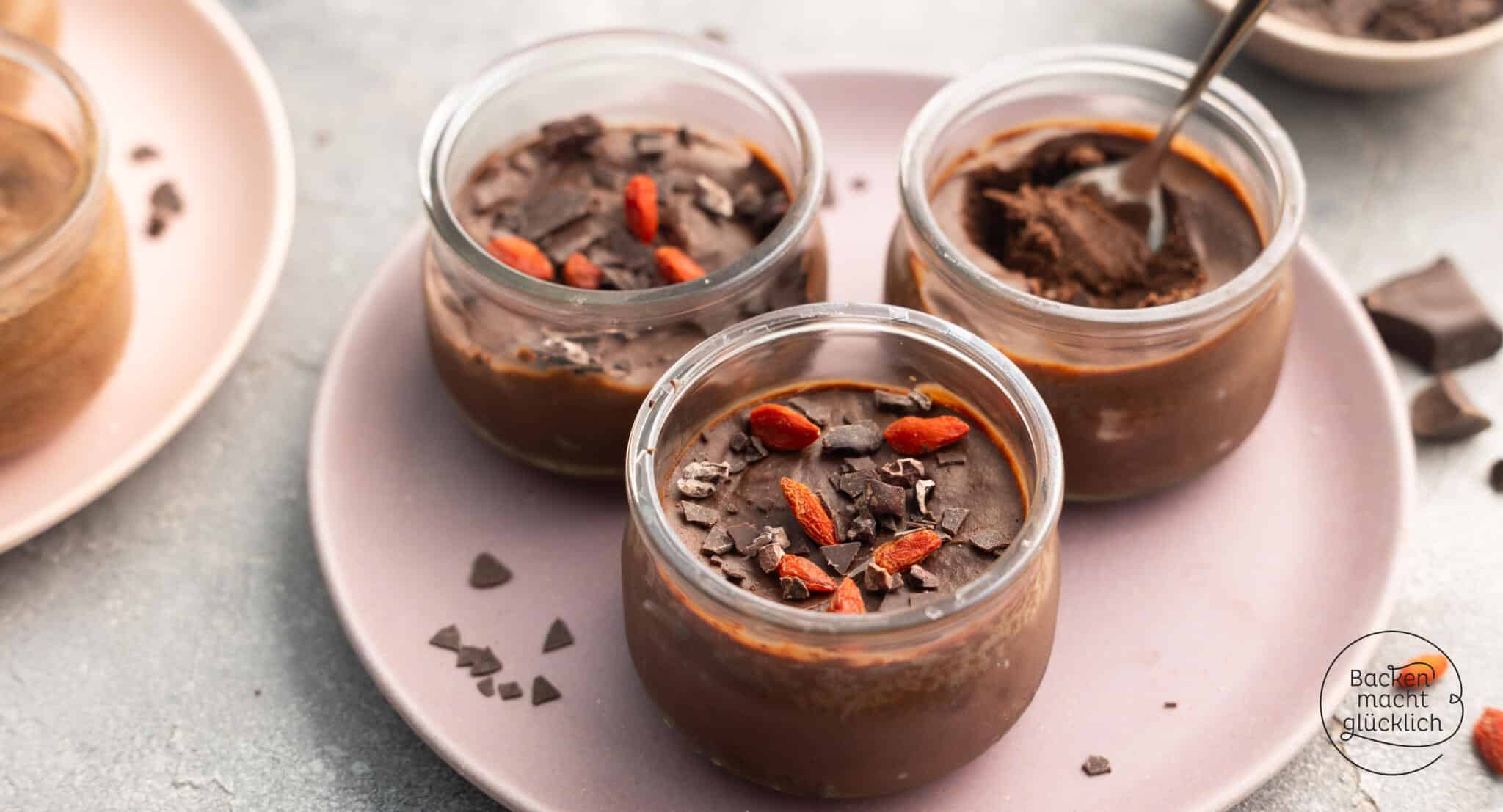 einfache vegane Mousse au chocolat ohne Ei