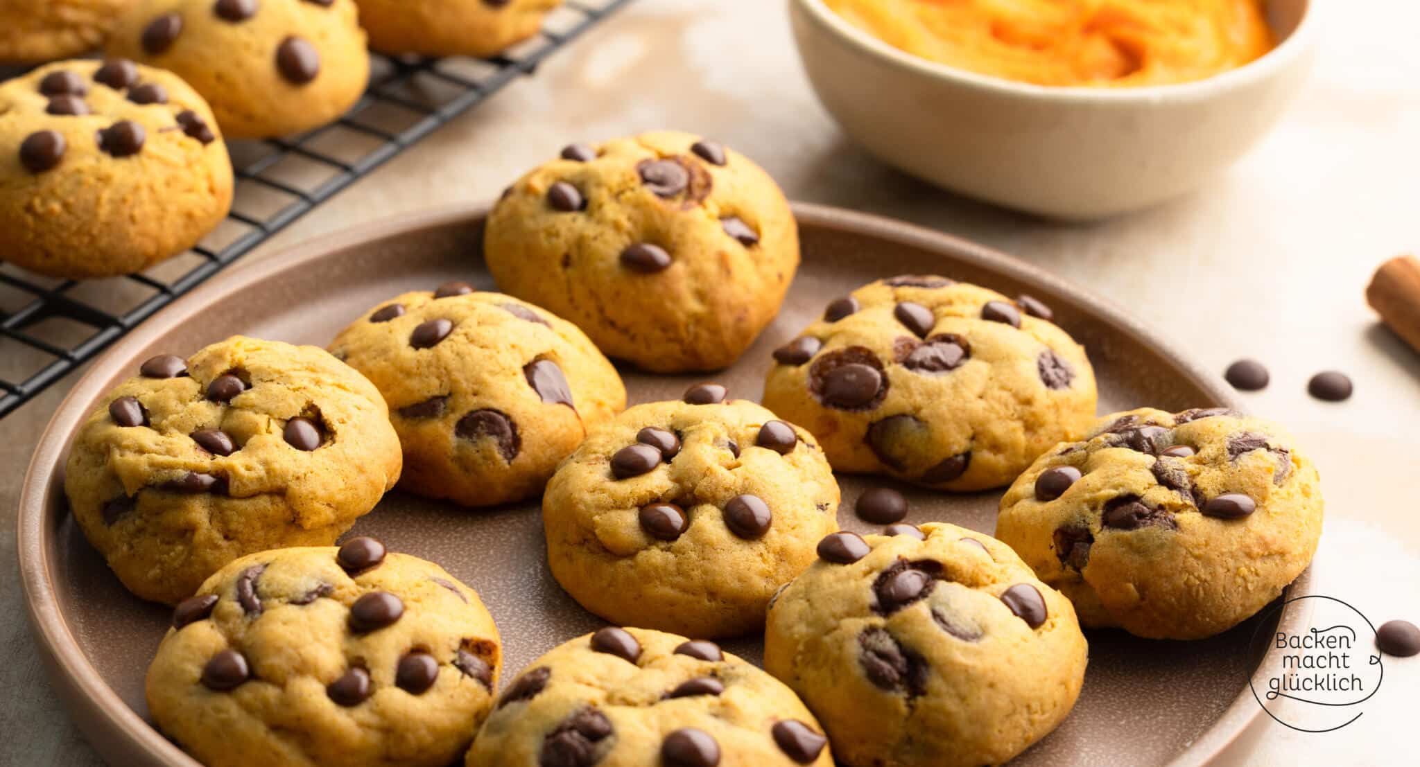 Kürbis-Cookies mit Schokolade