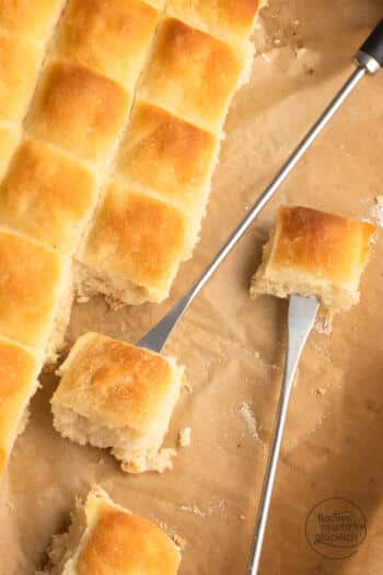 einfaches selbstgemachtes Hefeteig Brot für Fondue