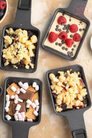 süßer Raclette-Nachtisch vor dem Überbacken