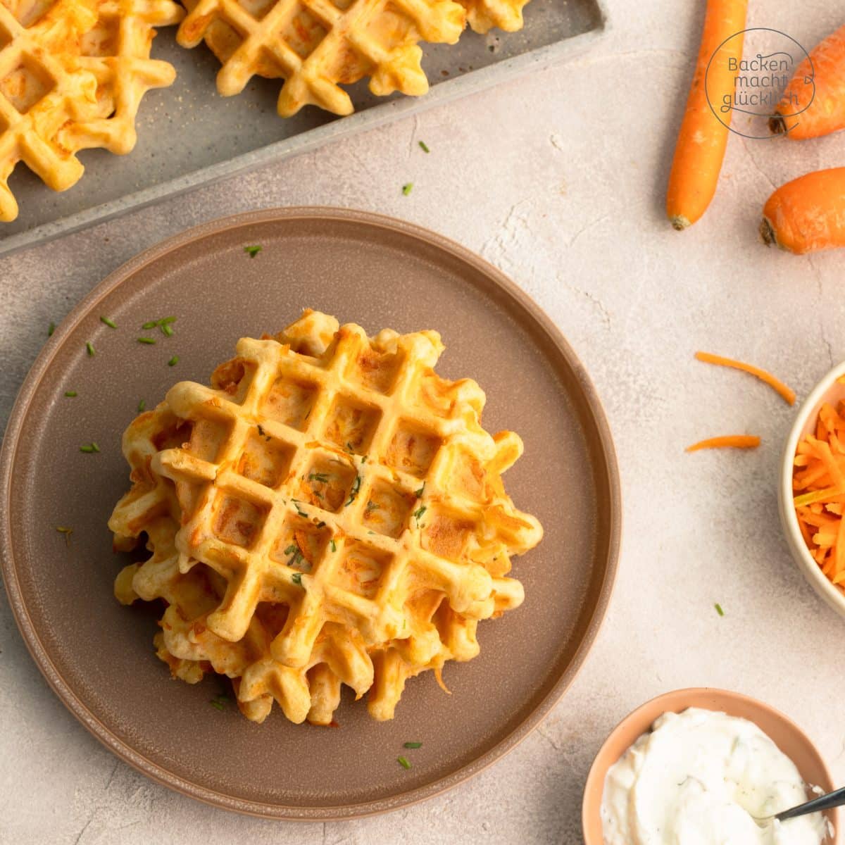 herzhafte dicke Möhrenwaffeln aus einfachem Teig
