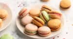 Bunte selbstgemachte Macarons auf einem teller