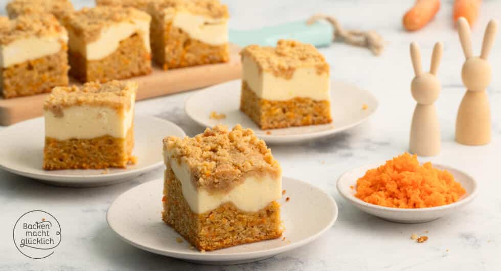amerikanischer Karotten-Cheesecake vom Blech mit Streuseltopping