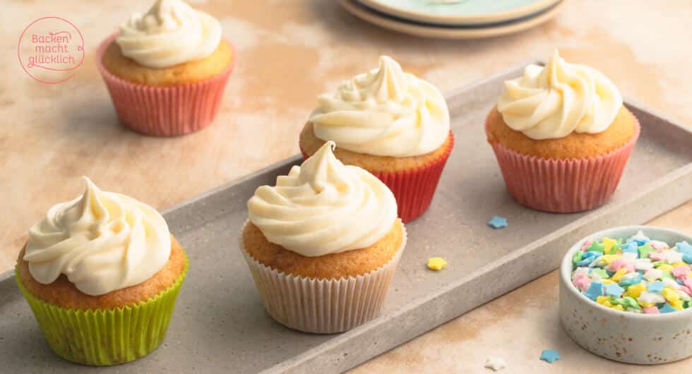 veganes Cupcakes-Rezept mit veganem Frischkäsefrosting