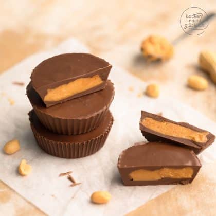 selbst gemachte Reeses Erdnussbutter Cups im Anschnitt