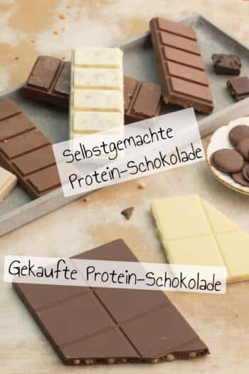 Protein-Schokoladentafeln ohne Zucker mit weißer und dunkler Schokolade