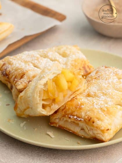 schnelle Blätterteig-Apfeltaschen mit Apfel-Zimt-Füllung