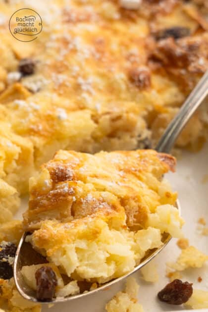 Milchreisauflauf süß mit Apfel und Rosinen
