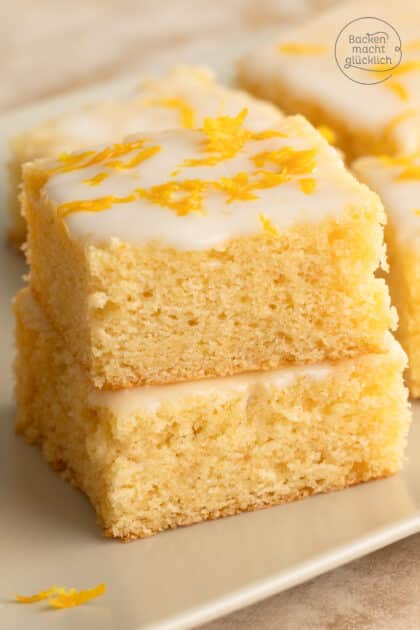 saftiger Zitronenblechkuchen mit Zitronenglasur