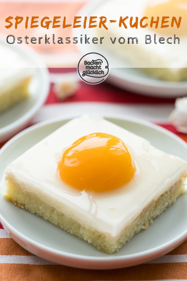 Dieser Spiegeleikuchen mit Aprikose oder Pfirsich sieht täuschend echt aus! Ein super Osterrezept vom Blech! Mit dem Spiegeleier-Kuchen macht ihr definitiv nichts falsch!