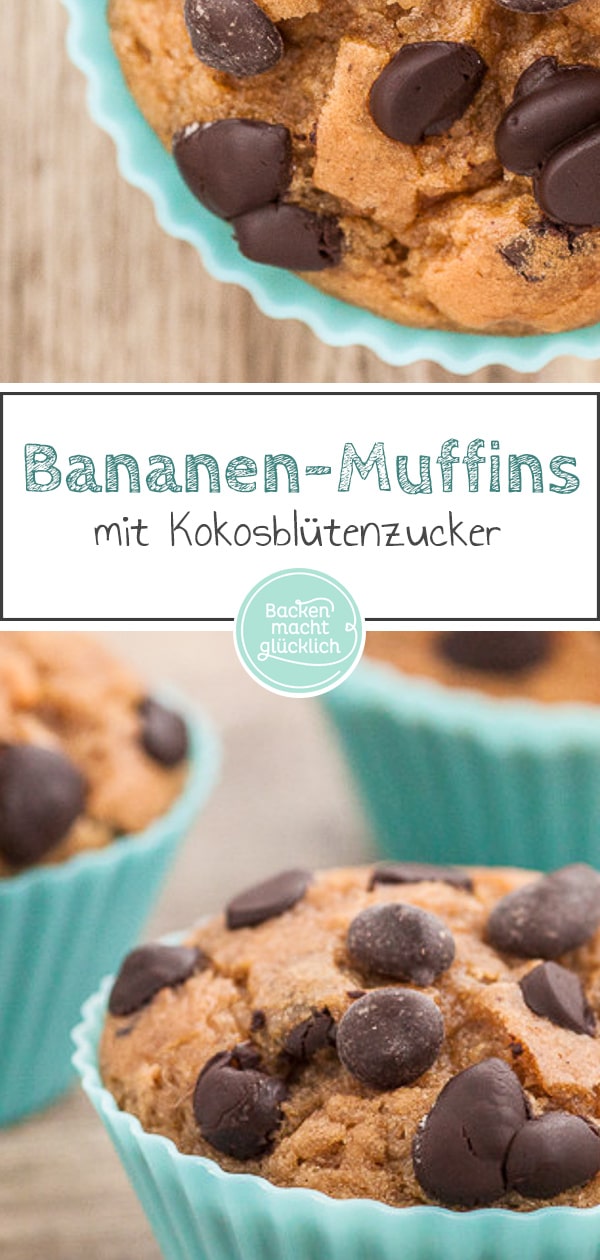 Auf der Suche nach gesunden und fettarmen Muffins? Dieses Rezept für saftige Bananen-Schoko-Muffins ohne weißen Zucker ist super einfach. Total lecker! #muffins #lowfat #bananenmuffins #kokosblütenzucker #backenmachtglücklich