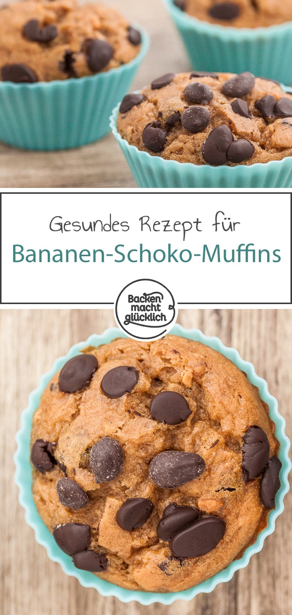 Auf der Suche nach gesunden und fettarmen Muffins? Dieses Rezept für saftige Bananen-Schoko-Muffins ohne weißen Zucker ist super einfach. Total lecker! #muffins #lowfat #bananenmuffins #kokosblütenzucker #backenmachtglücklich