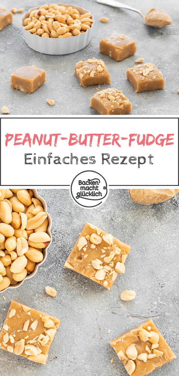 Lust auf unglaublich cremiges Fudge mit Erdnüssen? Dieses Peanut Butter Fudge Rezept ist super schnell & einfach gemacht.