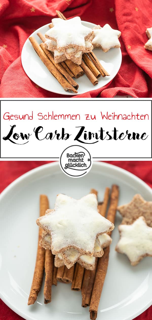 Diese Low Carb Zimtsterne ohne Zucker, Gluten und Fructose sind die perfekte Alternative für alle, die auch zu Weihnachten gesund schlemmen wollen. Tolles Rezept für Zuckerfreie Low Carb Zimtsterne.