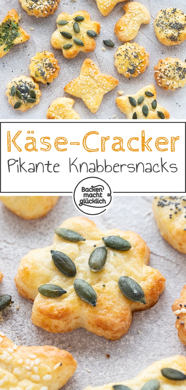 Einfache Käse-Cracker, die immer gut ankommen! Das herzhafte Käsegebäck ist perfekt für Partys & Buffets.