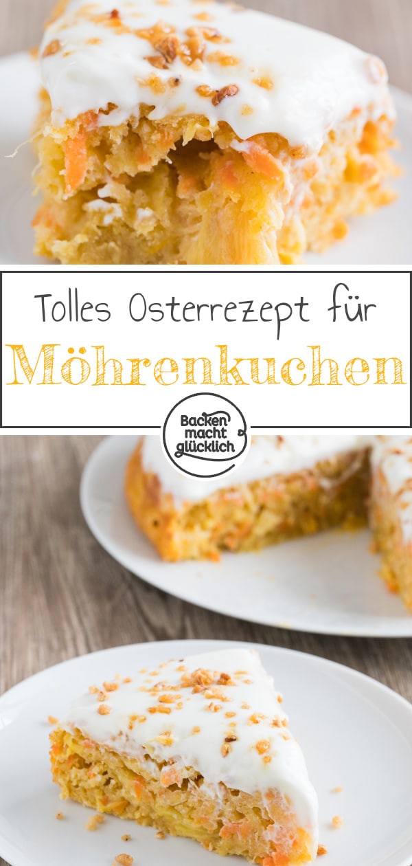 Sehr saftiger, fettarmer Rüblikuchen ohne Nüsse - so lecker kann ein kalorienarmer und zuckerfreier Möhrenkuchen sein!