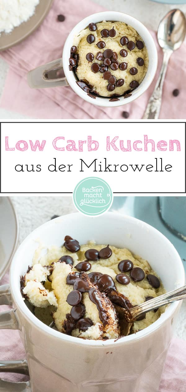 Dieser Tassenkuchen ohne Mehl und Zucker ist innerhalb weniger Minuten fertig. Der schnelle Low Carb Tassenkuchen aus der Mikrowelle ist genau das Richtige für den spontanen Süßhunger!