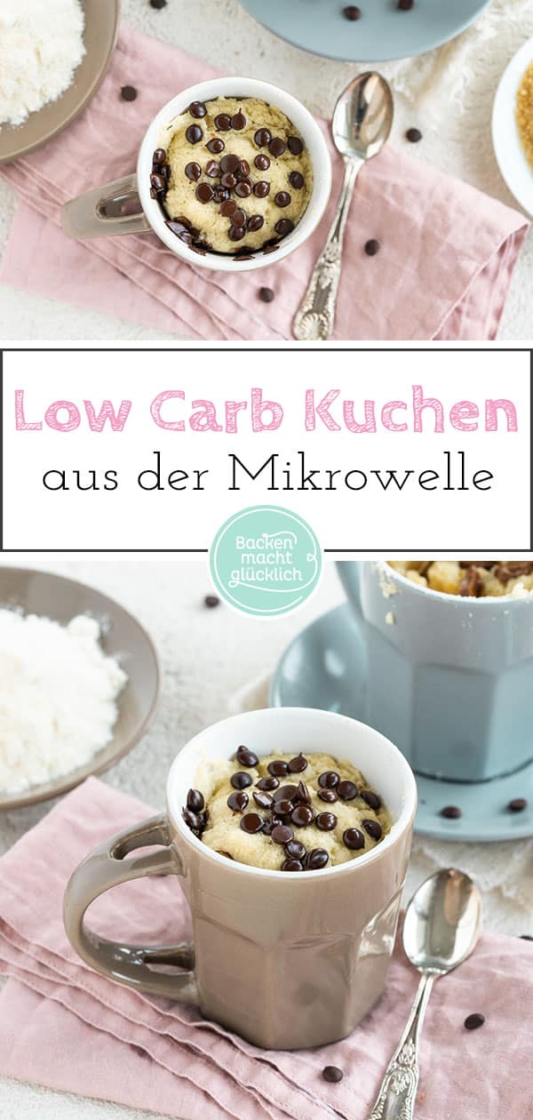 Dieser Tassenkuchen ohne Mehl und Zucker ist innerhalb weniger Minuten fertig. Der schnelle Low Carb Tassenkuchen aus der Mikrowelle ist genau das Richtige für den spontanen Süßhunger!