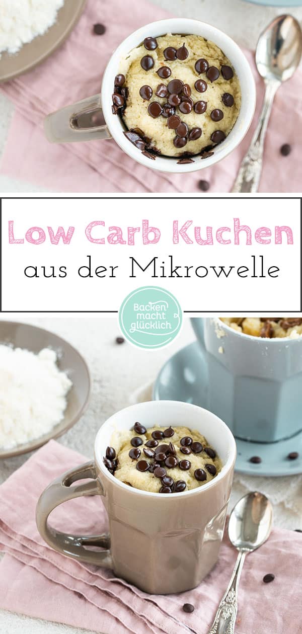 Dieser Tassenkuchen ohne Mehl und Zucker ist innerhalb weniger Minuten fertig. Der schnelle Low Carb Tassenkuchen aus der Mikrowelle ist genau das Richtige für den spontanen Süßhunger!