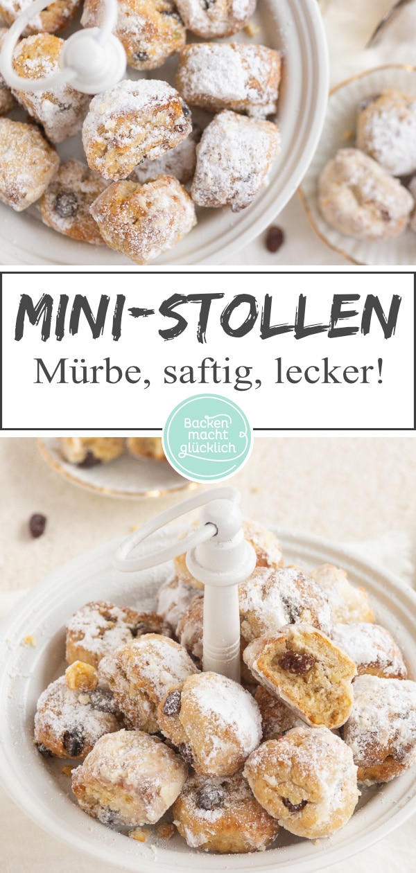 Omas Stollenkonfekt selber machen ist so einfach! Diese leckeren Ministollen mit Marzipan werden super saftig.