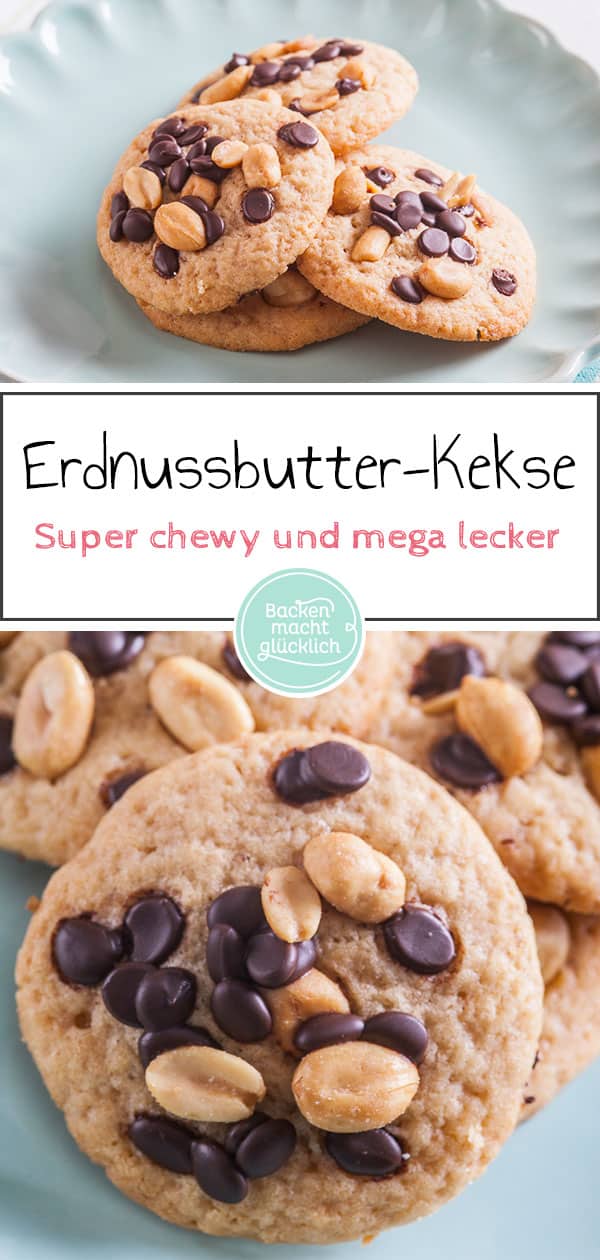 Diese Peanut Butter Cookies mit Erdnussbutter, Erdnüssen und Schokolade haben das Zeug dazu, zu euren Lieblingskeksen zu werden! Die schnellen Erdnussbutterkekse sind schön weich und knackig zugleich, supersündig und einfach nur lecker.