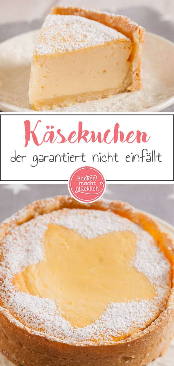 Lust auf einen leckeren Käsekuchen mit cremiger Quarkmasse und mürbem Boden? Mit diesem Klassiker Rezept gelingt der Käsekuchen garantiert. #käsekuchen #klassiker #käsekuchenrezept #backenmachtglücklich