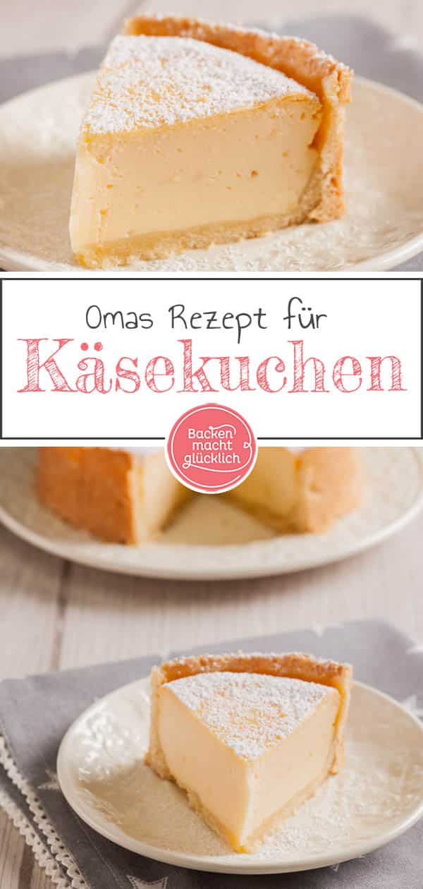 Lust auf einen leckeren Käsekuchen mit cremiger Quarkmasse und mürbem Boden? Mit diesem Klassiker Rezept gelingt der Käsekuchen garantiert. #käsekuchen #klassiker #käsekuchenrezept #backenmachtglücklich