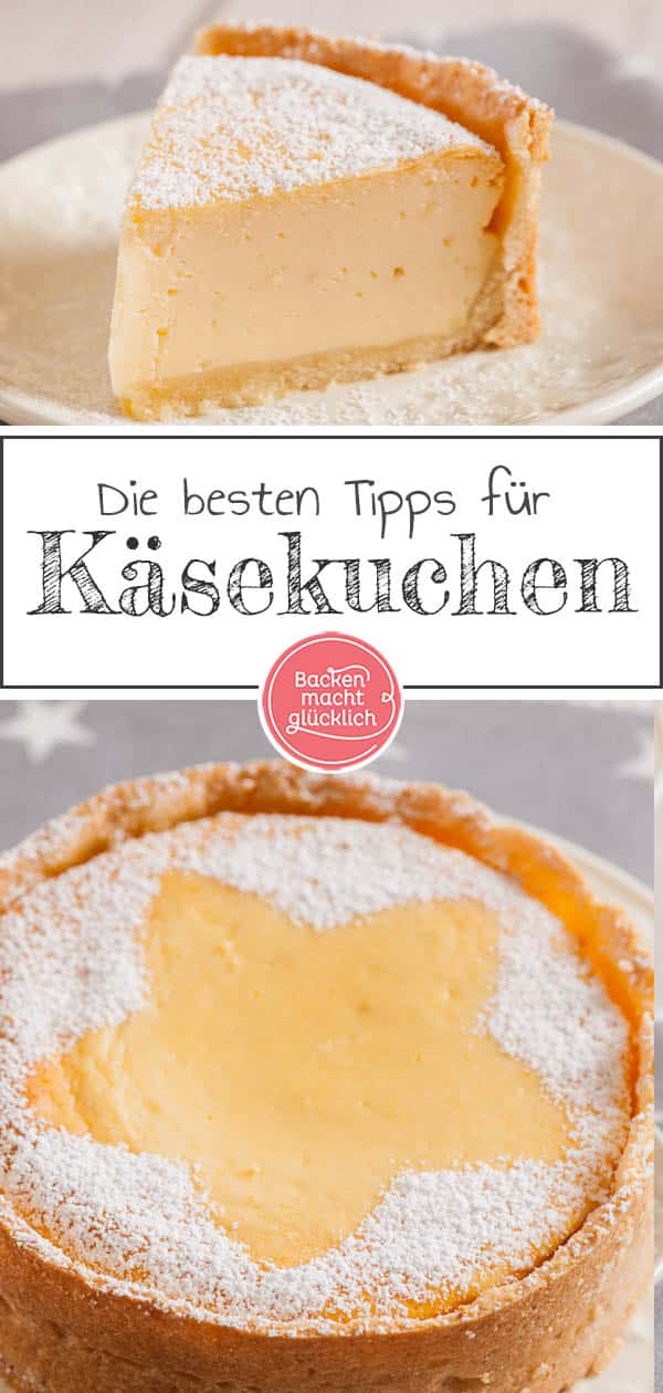 Lust auf einen leckeren Käsekuchen mit cremiger Quarkmasse und mürbem Boden? Mit diesem Klassiker Rezept gelingt der Käsekuchen garantiert. #käsekuchen #klassiker #käsekuchenrezept #backenmachtglücklich