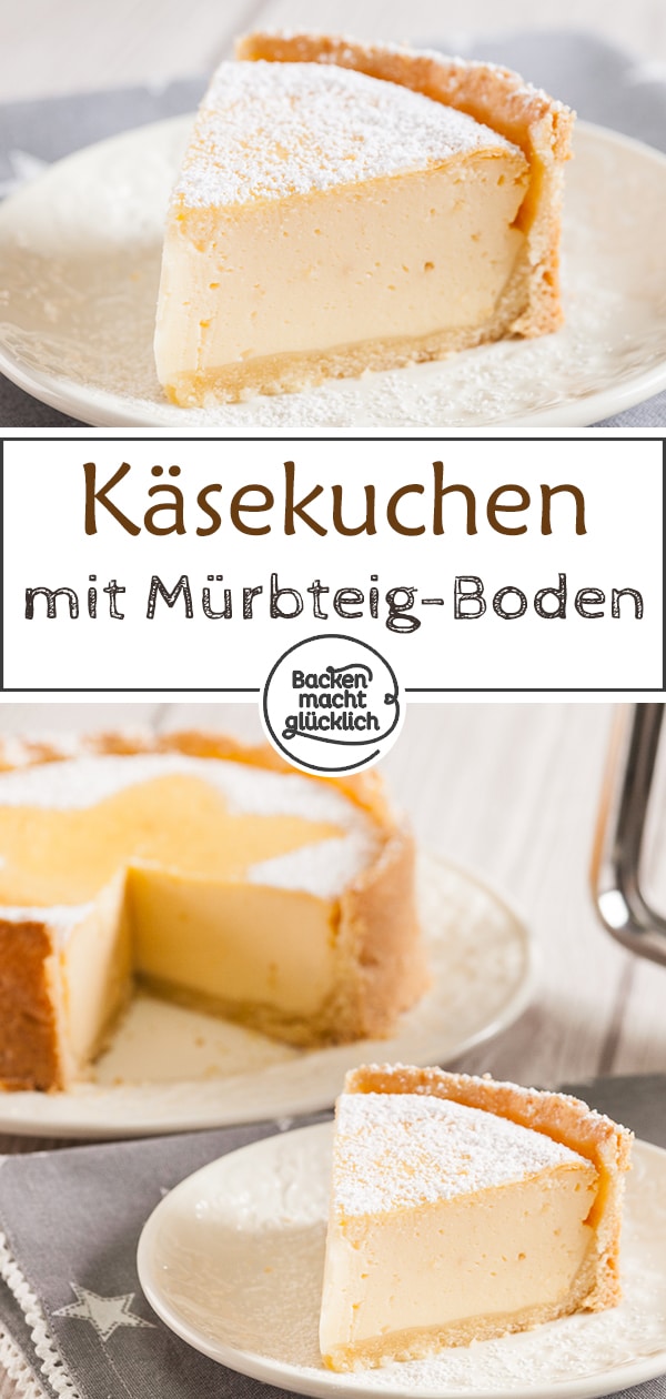 Lust auf einen leckeren Käsekuchen mit cremiger Quarkmasse und mürbem Boden? Mit diesem Klassiker Rezept gelingt der Käsekuchen garantiert. #käsekuchen #klassiker #käsekuchenrezept #backenmachtglücklich