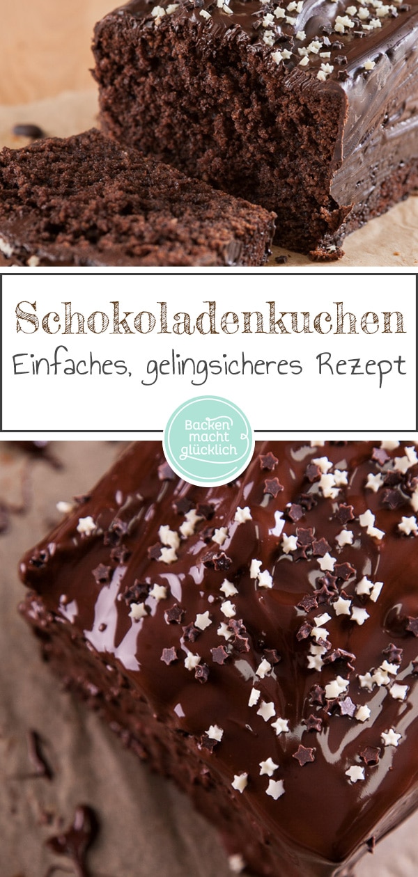 Dieser einfache, schnelle Schokokuchen aus der Kastenform wird herrlich flaumig, schokoladig und saftig. Omas klassischer Schokoladenkuchen kommt einfach immer gut an! 