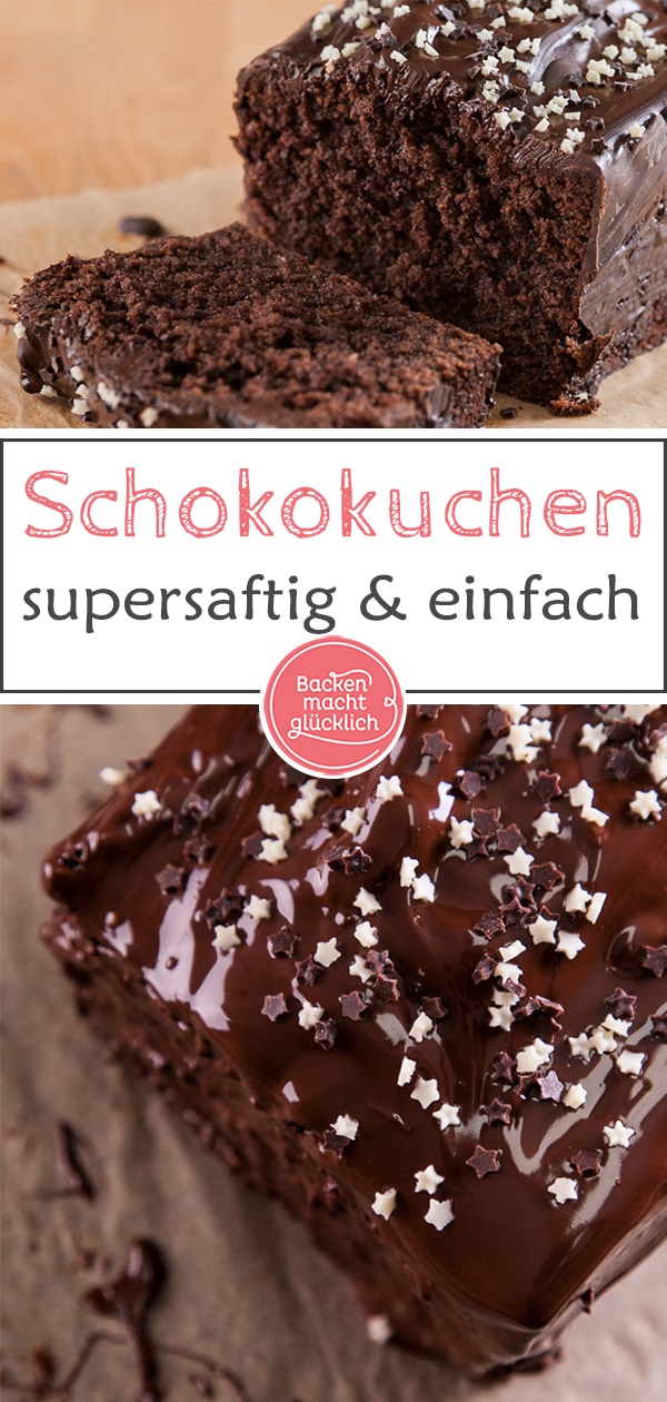 Dieser einfache, schnelle Schokokuchen aus der Kastenform wird herrlich flaumig, schokoladig und saftig. Omas klassischer Schokoladenkuchen kommt einfach immer gut an! 