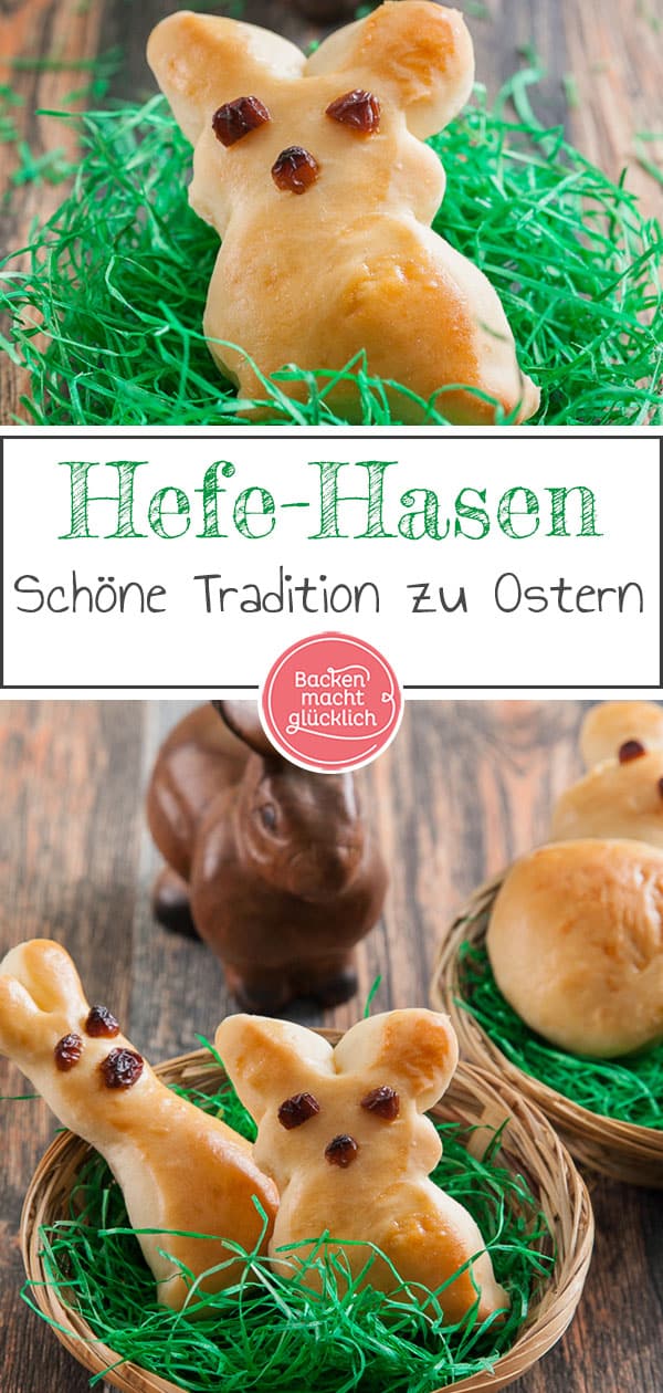 Diese Osterhasen aus gelingsicherem Hefeteig eignen sich wunderbar fürs gemeinsame Backen mit der Familie. Die Hefehasen schmecken garantiert allen.