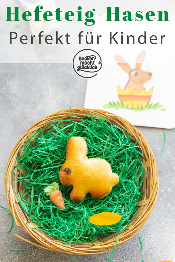 Diese Osterhasen aus gelingsicherem Hefeteig eignen sich wunderbar fürs gemeinsame Backen mit der Familie. Die Hefehasen schmecken garantiert allen.