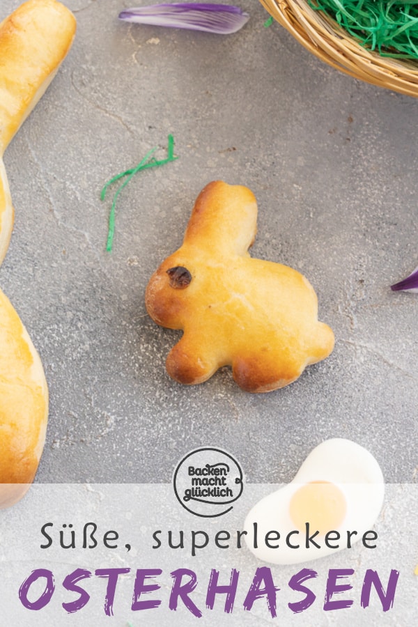 Diese Osterhasen aus gelingsicherem Hefeteig eignen sich wunderbar fürs gemeinsame Backen mit der Familie. Die Hefehasen schmecken garantiert allen.