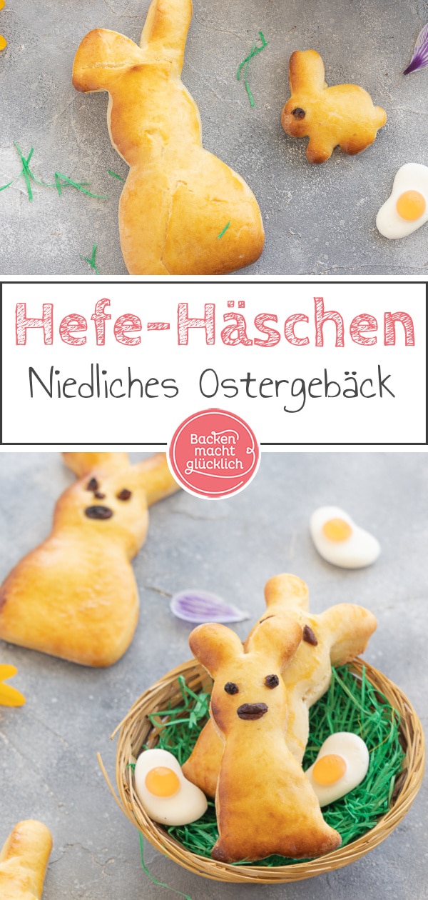 Diese Osterhasen aus gelingsicherem Hefeteig eignen sich wunderbar fürs gemeinsame Backen mit der Familie. Die Hefehasen schmecken garantiert allen.