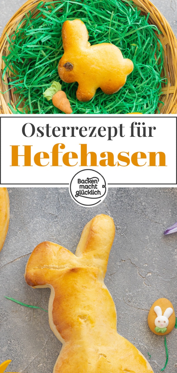 Diese Osterhasen aus gelingsicherem Hefeteig eignen sich wunderbar fürs gemeinsame Backen mit der Familie. Die Hefehasen schmecken garantiert allen.