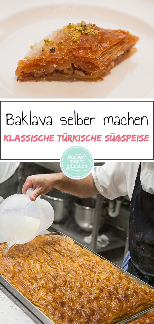 Baklava ist eine traditionelle Süßigkeit aus dem Mittelmeerraum und Nahen Osten. Das original Baklava wird mit Nüssen gefüllt. Mit der Schritt-für-Schritt-Anleitung in diesem Baklava Rezept, könnt ihr die Urlaubs-Köstlichkeit einfach nach machen.