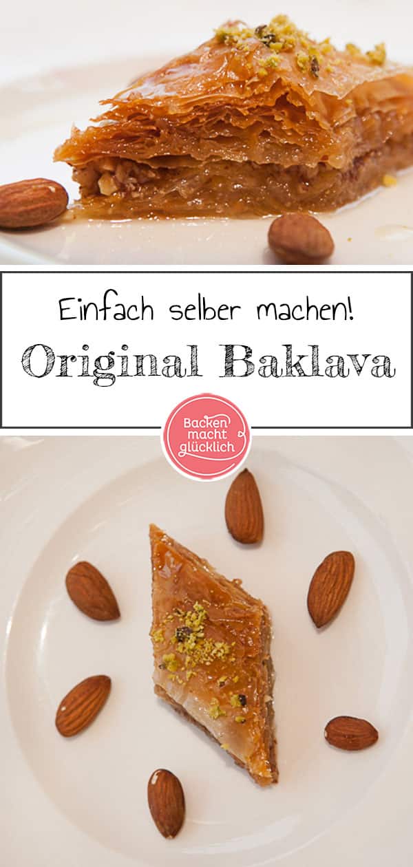 Baklava ist eine traditionelle Süßigkeit aus dem Mittelmeerraum und Nahen Osten. Das original Baklava wird mit Nüssen gefüllt. Mit der Schritt-für-Schritt-Anleitung in diesem Baklava Rezept, könnt ihr die Urlaubs-Köstlichkeit einfach nach machen.
