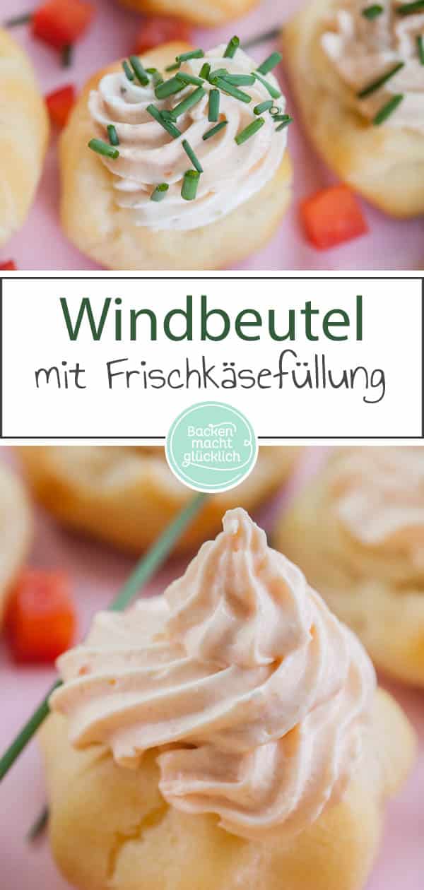 Pikante Windbeutel sind ein tolles Party-Fingerfood. Mit unserem herzhaften Windbeutel-Rezept gelingt das salzige Brandteiggebäck garantiert! #fingerfood #snacks #windbeutel #pikantewindbeutel #backenmachtglücklich