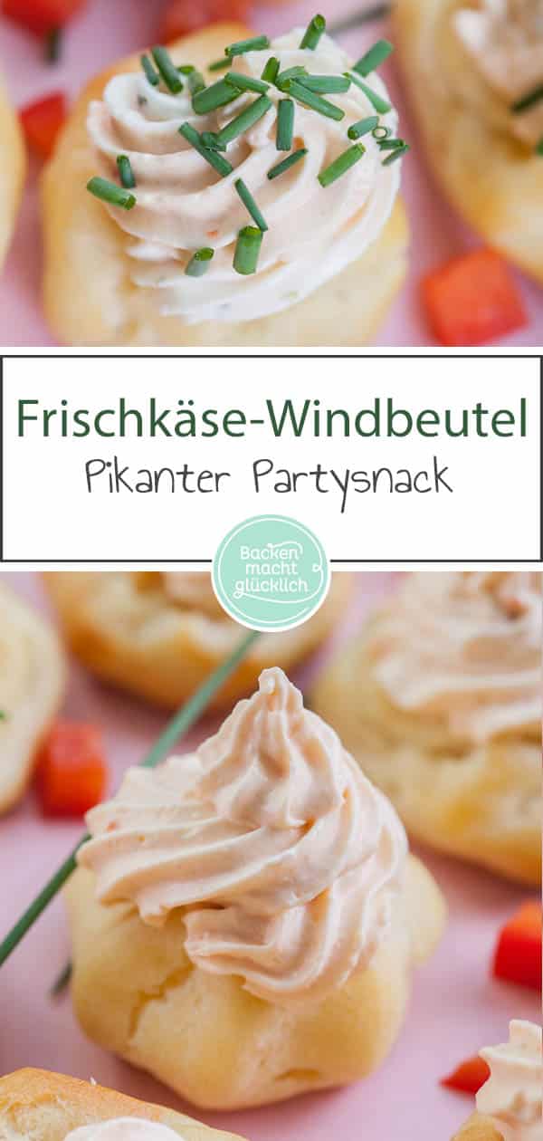 Pikante Windbeutel sind ein tolles Party-Fingerfood. Mit unserem herzhaften Windbeutel-Rezept gelingt das salzige Brandteiggebäck garantiert! #fingerfood #snacks #windbeutel #pikantewindbeutel #backenmachtglücklich
