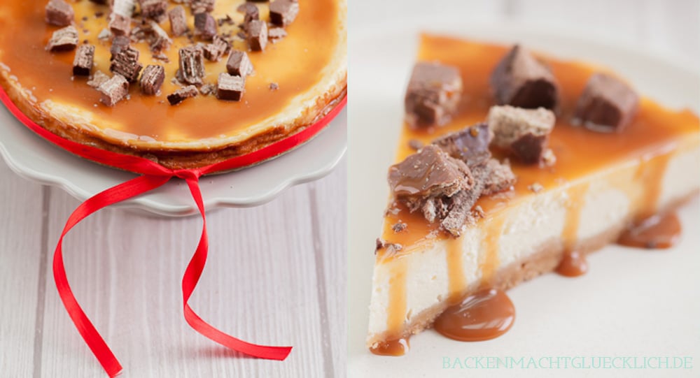 Tolles Rezept für einen perfekten amerikanischen Karamell Cheesecake. Der Käsekuchen mit Karamell und Kekstopping wird herrlich cremig, sahnig und kompakt – genau wie ein american Cheesecake sein soll.