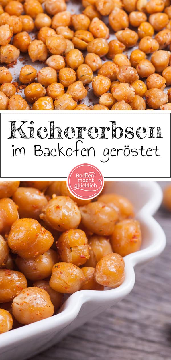 Tolles Rezept für würzige Kichererbsen. Die gerösteten Kichererbsen sind ein schneller, einfacher Snack aus dem Backofen. Die Kichererbsen sind ein toller Snack für alle, die gerne gesund knabbern wollen!